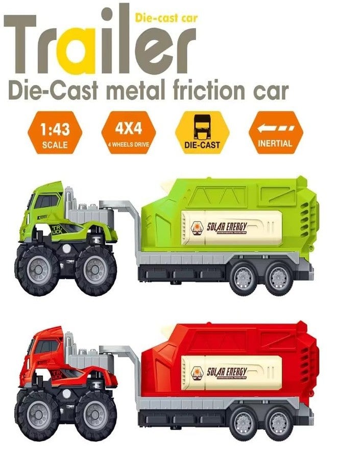 CIRBOX 1:43 Engineering Transport Metal Toys Alloy Diecast Truc Set Toy, Diecast Miniature Car Model Truck1 Set for Kids Best Gift (Pack of 2-Multicolor) - Image 2